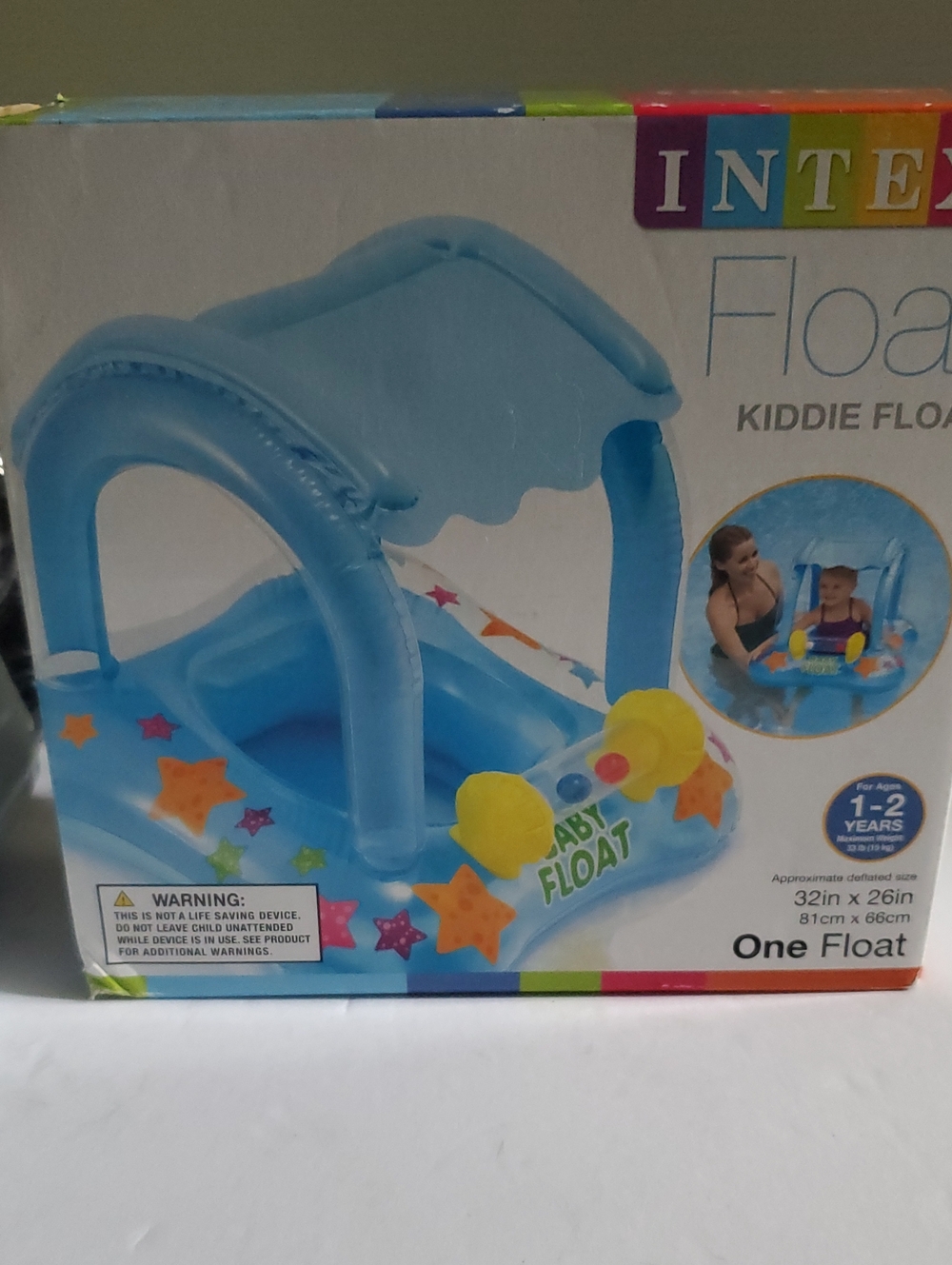 Intex Kiddie Inflatable Baby Float with Sunshine Canopy, Age 1-2 Years 32x36